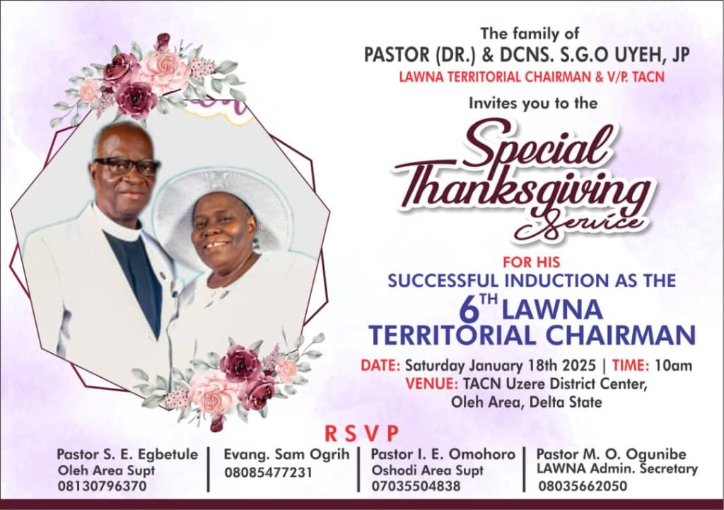 Special Thanksgiving Service by Pastor Dr  & Deac S.G.O Uyeh JP